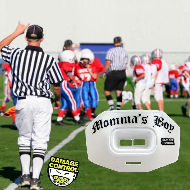 DAMAGE CONTROL Youth Football Mouth Guard – Breathable No Boil Mouthpiece, Protects Lips & Teeth, Works with Braces, Includes Helmet Strap – Sports Gear & Accessories (Momma's Boy) - Image 5